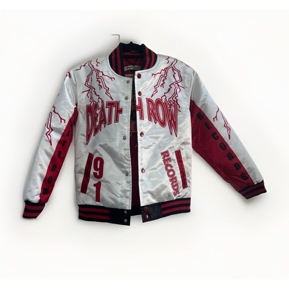 Death Row Records Headgear Classics Vtg Satin Varsity Bomber Jacket YOUTH LG VG